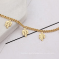 New Arrival Women Cactus Around Clasp 14K Gold Plated Stainless Steel Bracelet Jewelry